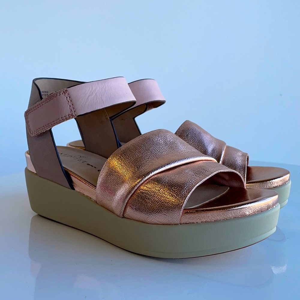 NakedFeet Rose Gold/ Tan Sandals
